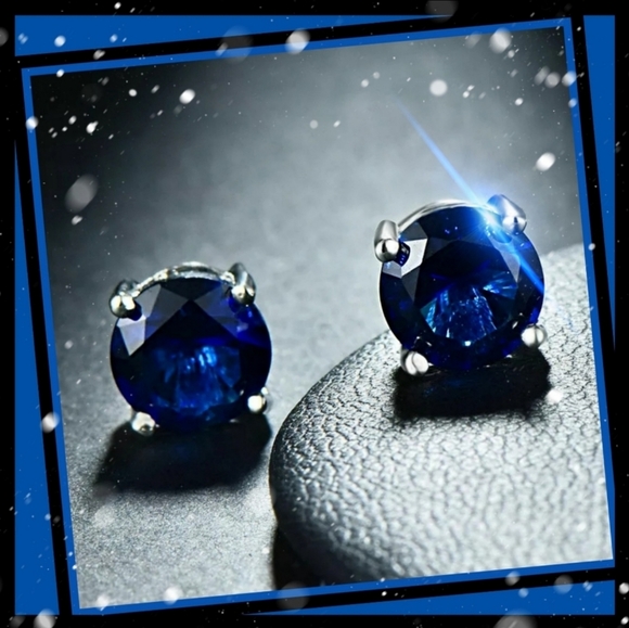 Moon Goddess Boutique Jewelry - ♡ NEW YEARS SALE - BLUE SAPPHIRE | 925SS 14KP, 2CTTW Stud Earrings
